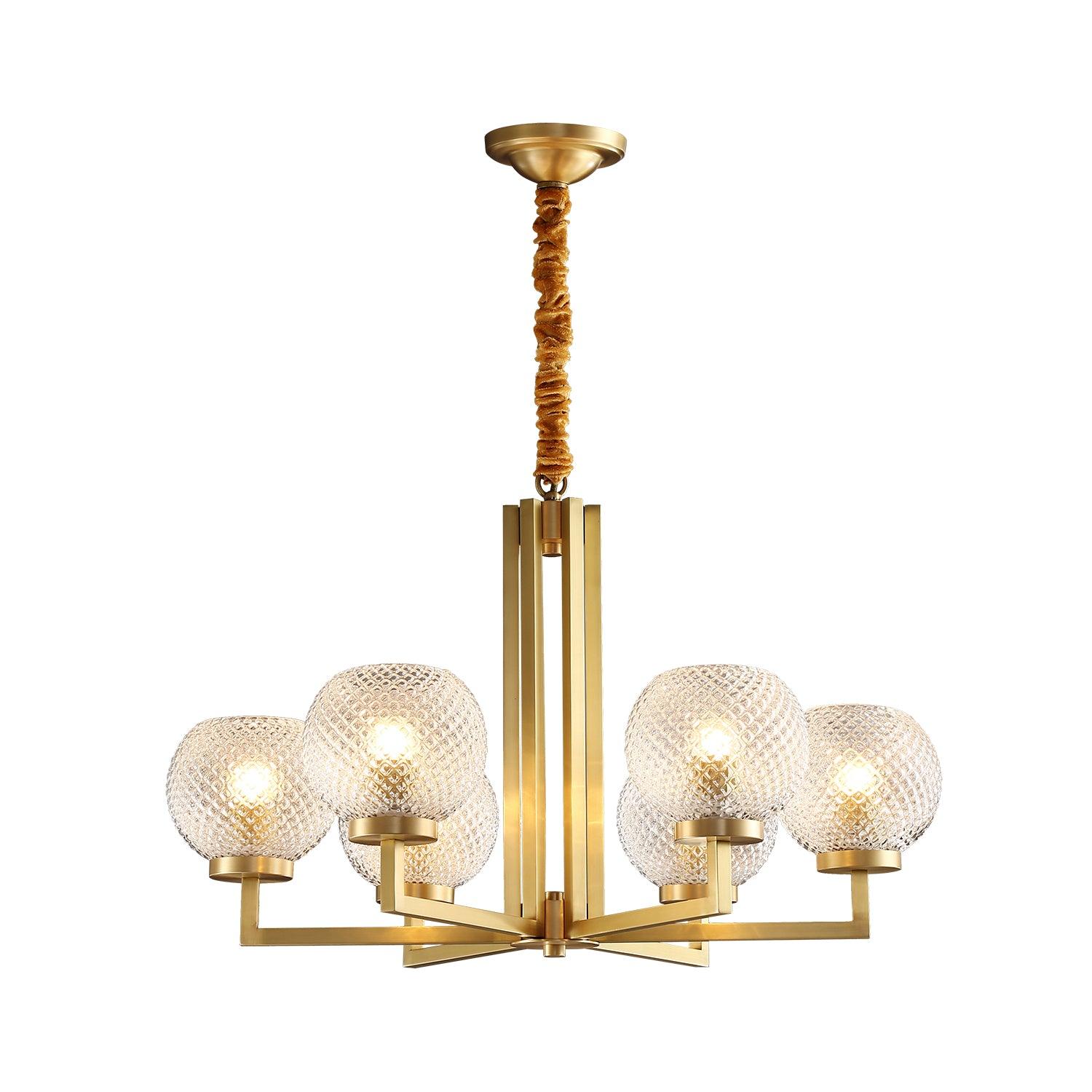 Ribbed Glass Brass Chandelier - Blowlighting