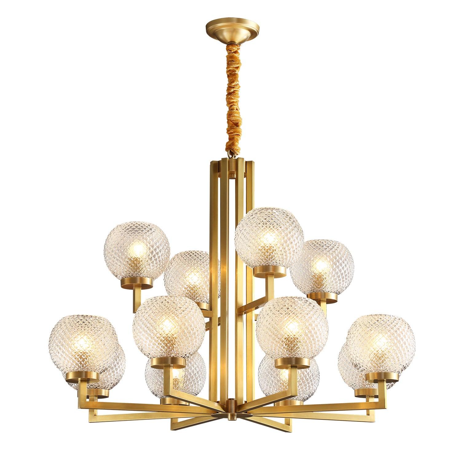 Ribbed Glass Brass Chandelier - Blowlighting