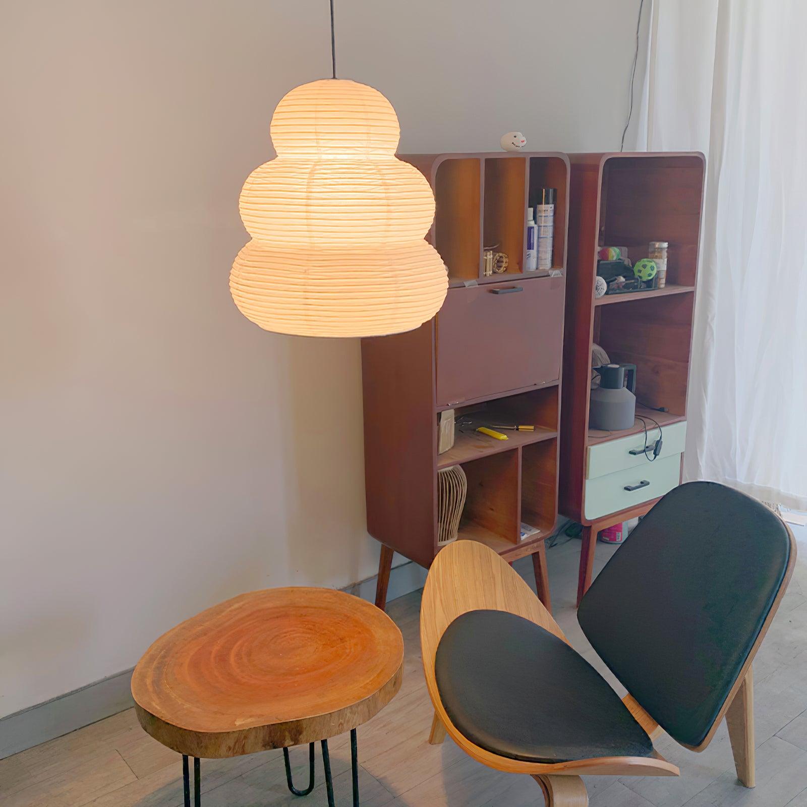 Solara Pendant Lamp Washi Paper Tiered Lantern Japanese Living Room - Letslighting
