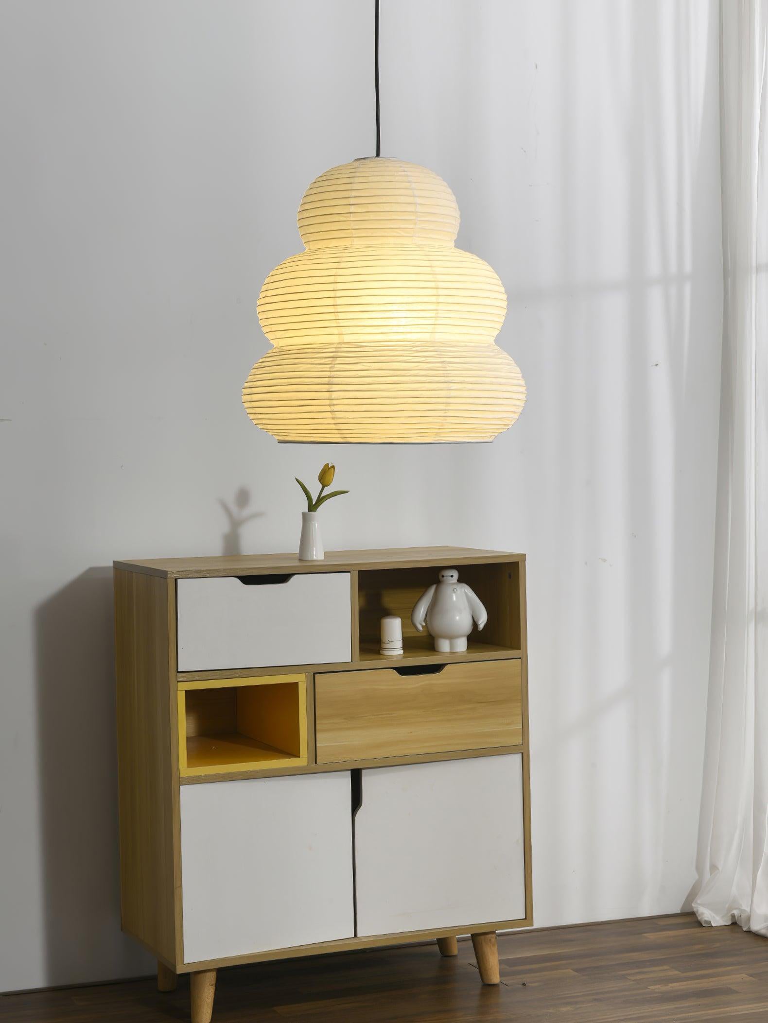 Solara Pendant Lamp Washi Paper Tiered Lantern Japanese Living Room - Letslighting