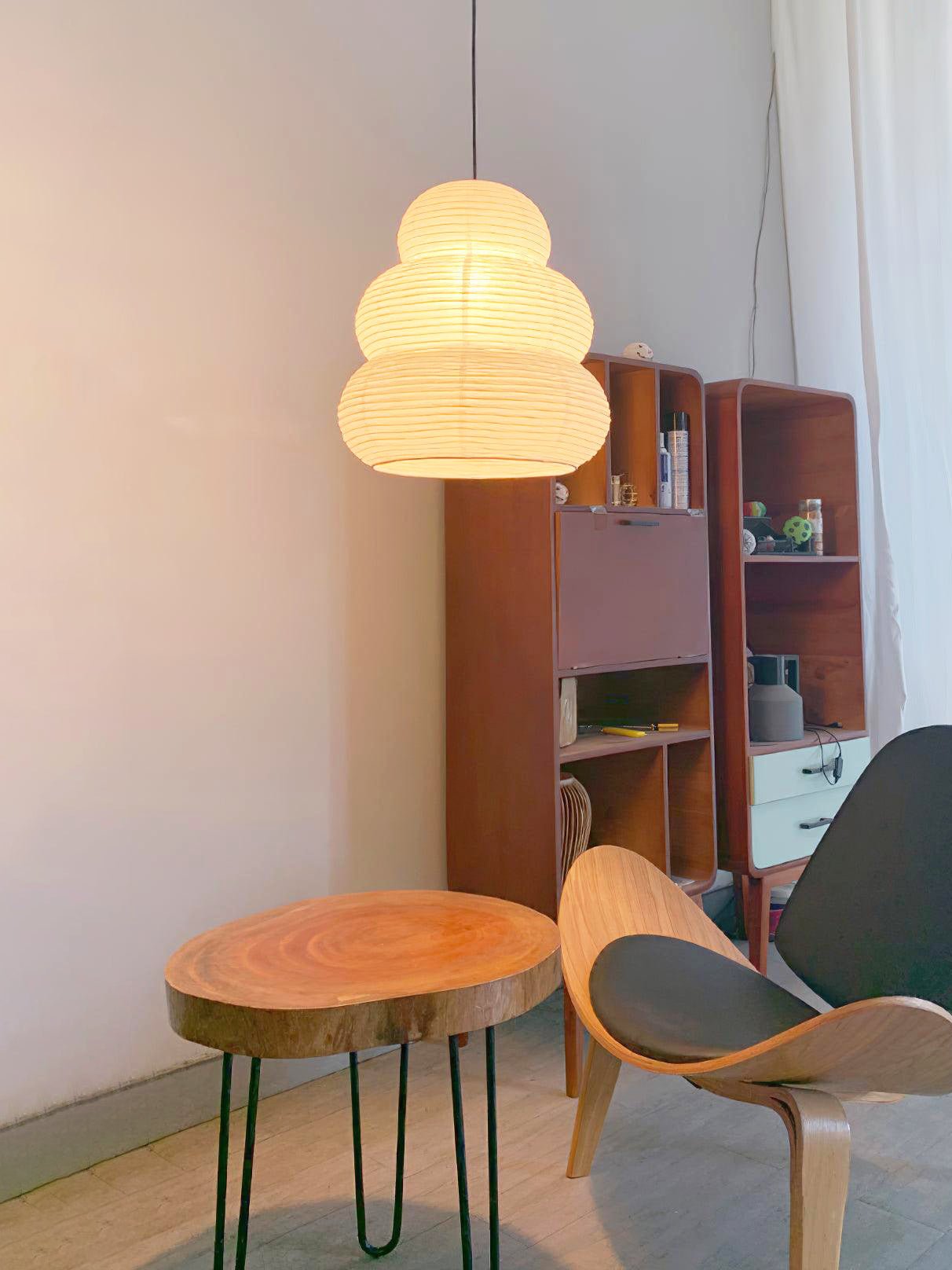 Solara Pendant Lamp Washi Paper Tiered Lantern Japanese Living Room - Letslighting