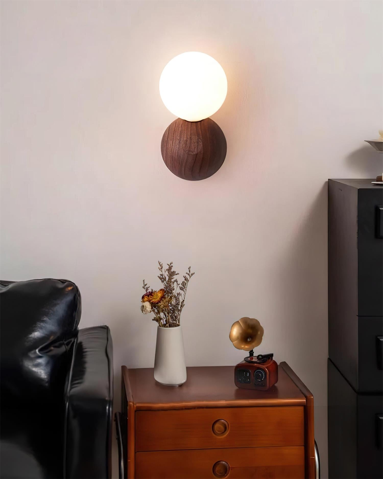 Ringo Wall Lamp Wood Opal Glass Minimalist - Letslighting
