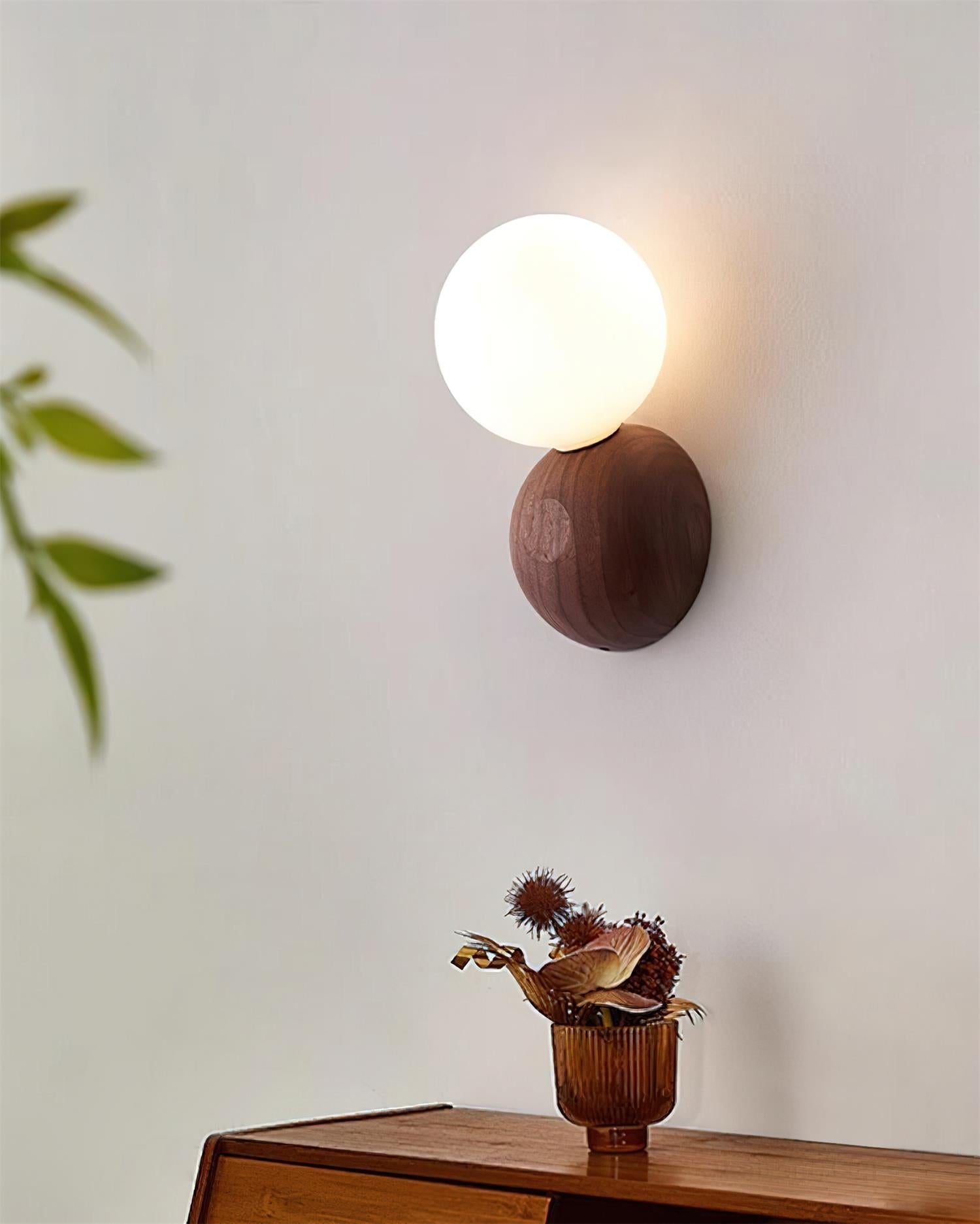 Ringo Wall Lamp Wood Opal Glass Minimalist - Letslighting