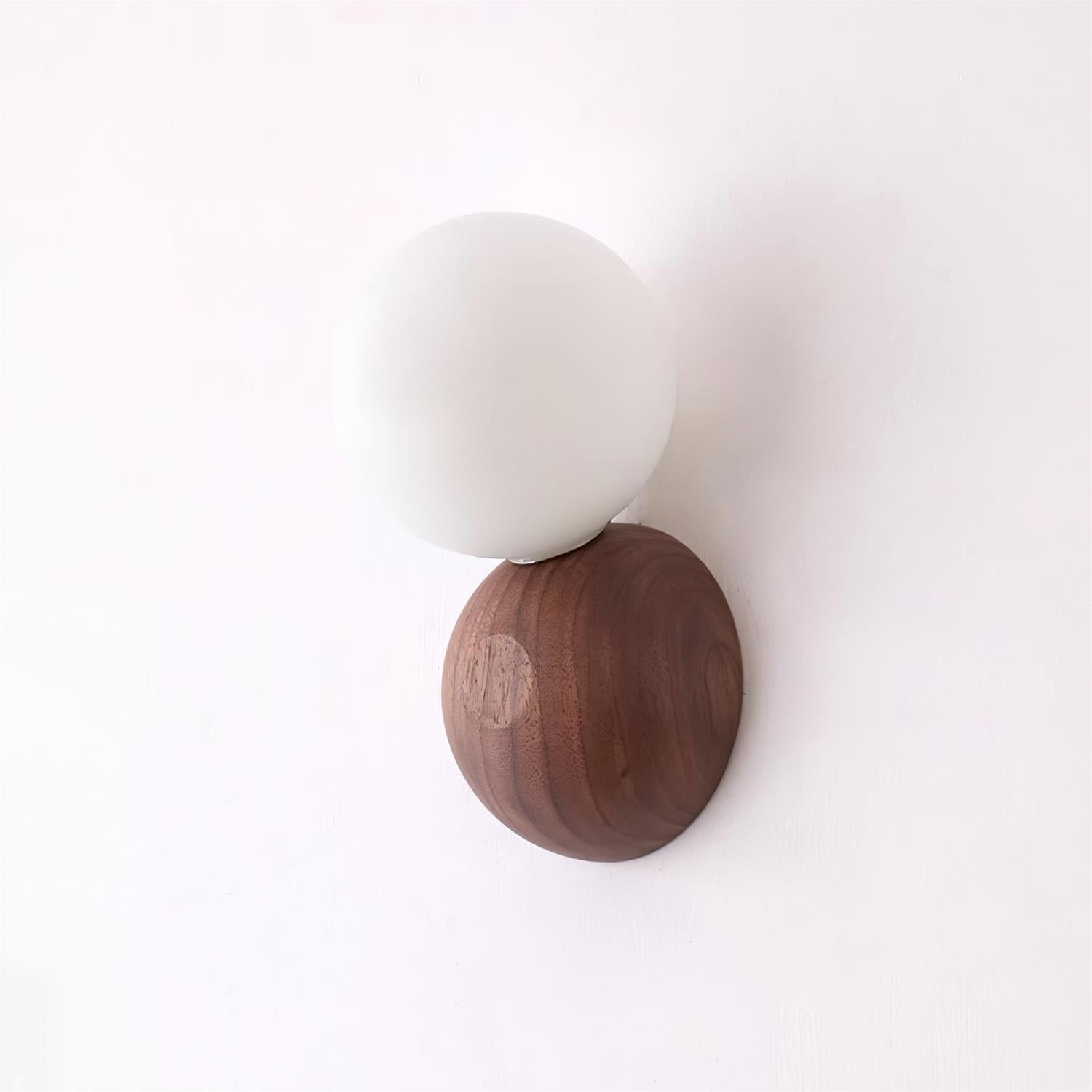 Ringo Wall Lamp Wood Opal Glass Minimalist - Letslighting