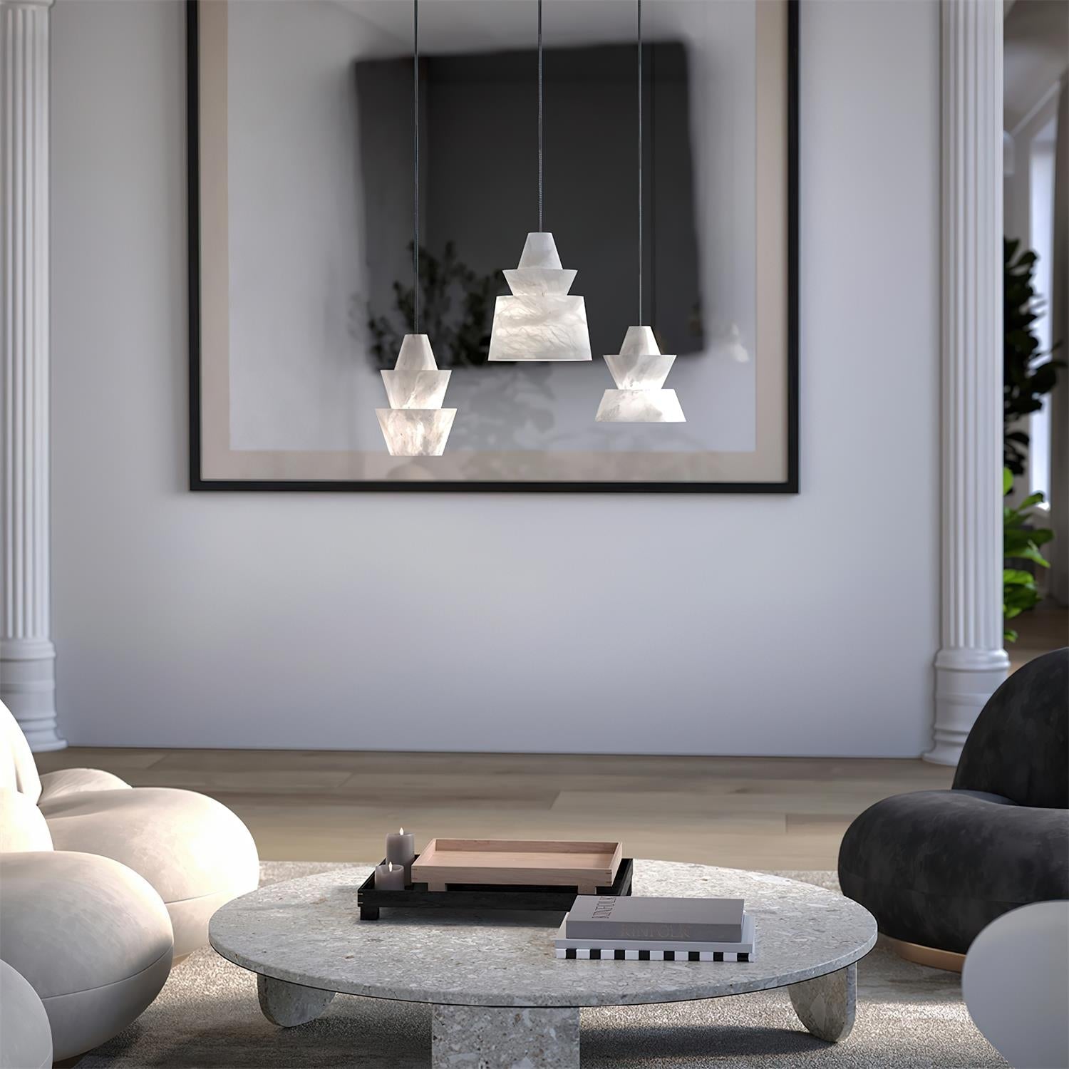 Ezion Layered White Alabaster Pendant Lamp - Letslighting