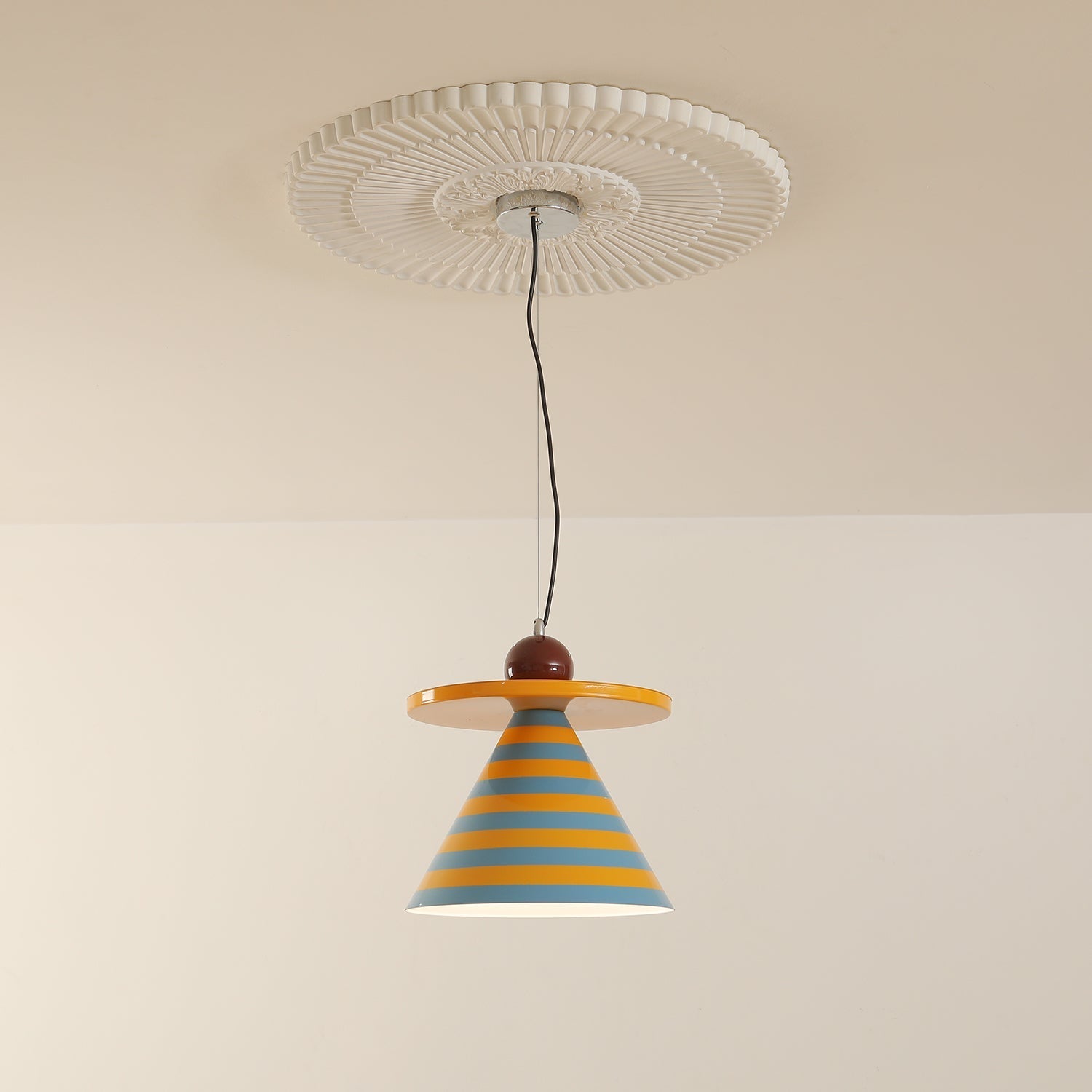 Riva Pendant Lamp Striped Conical Playful Vibrant - Letslighting