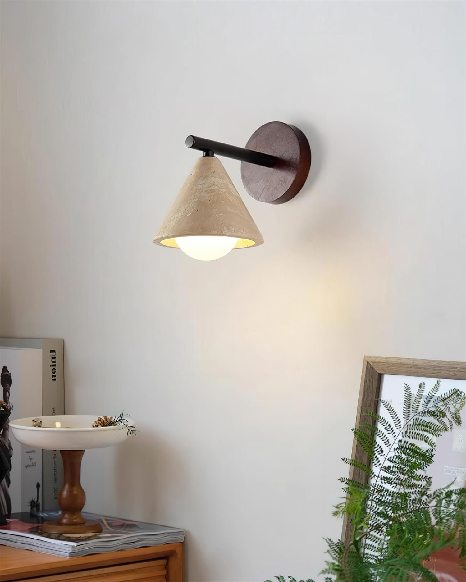 Riita Wall Lamp triangular cone-shaped travertine - Letslighting
