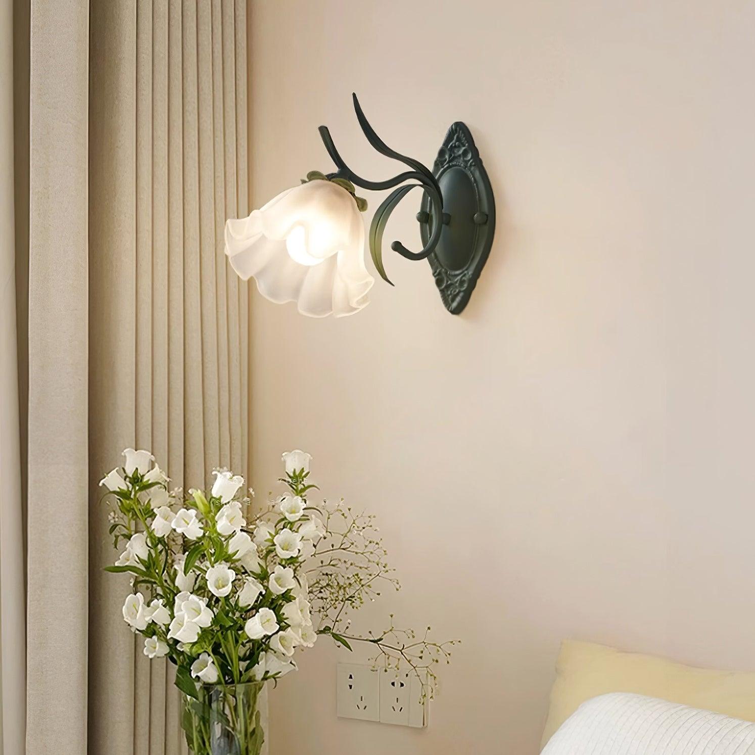 Wall Lamp Vintage Floral Glass Shade for Bedroom and Living Room - Letslighting