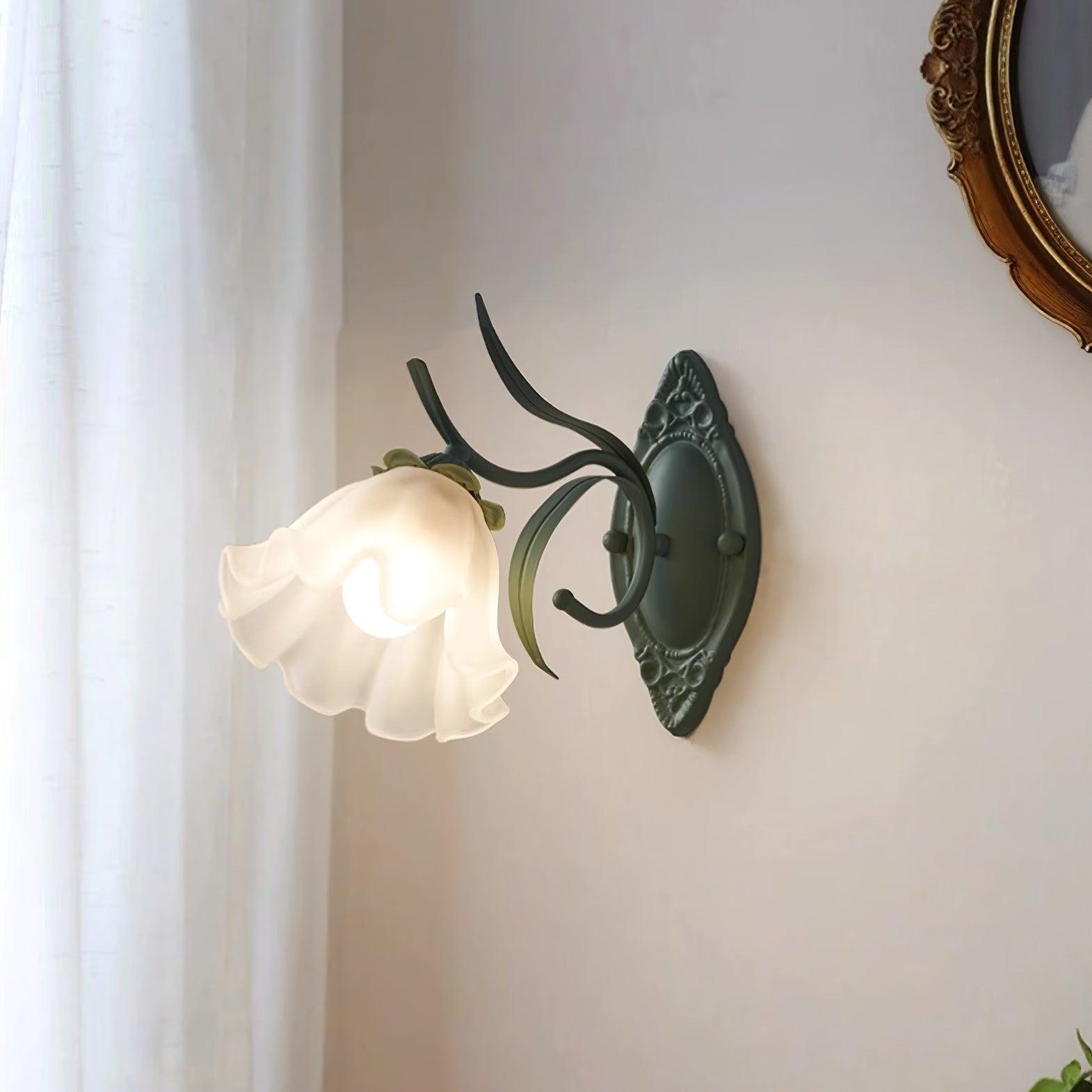 Wall Lamp Vintage Floral Glass Shade for Bedroom and Living Room - Letslighting