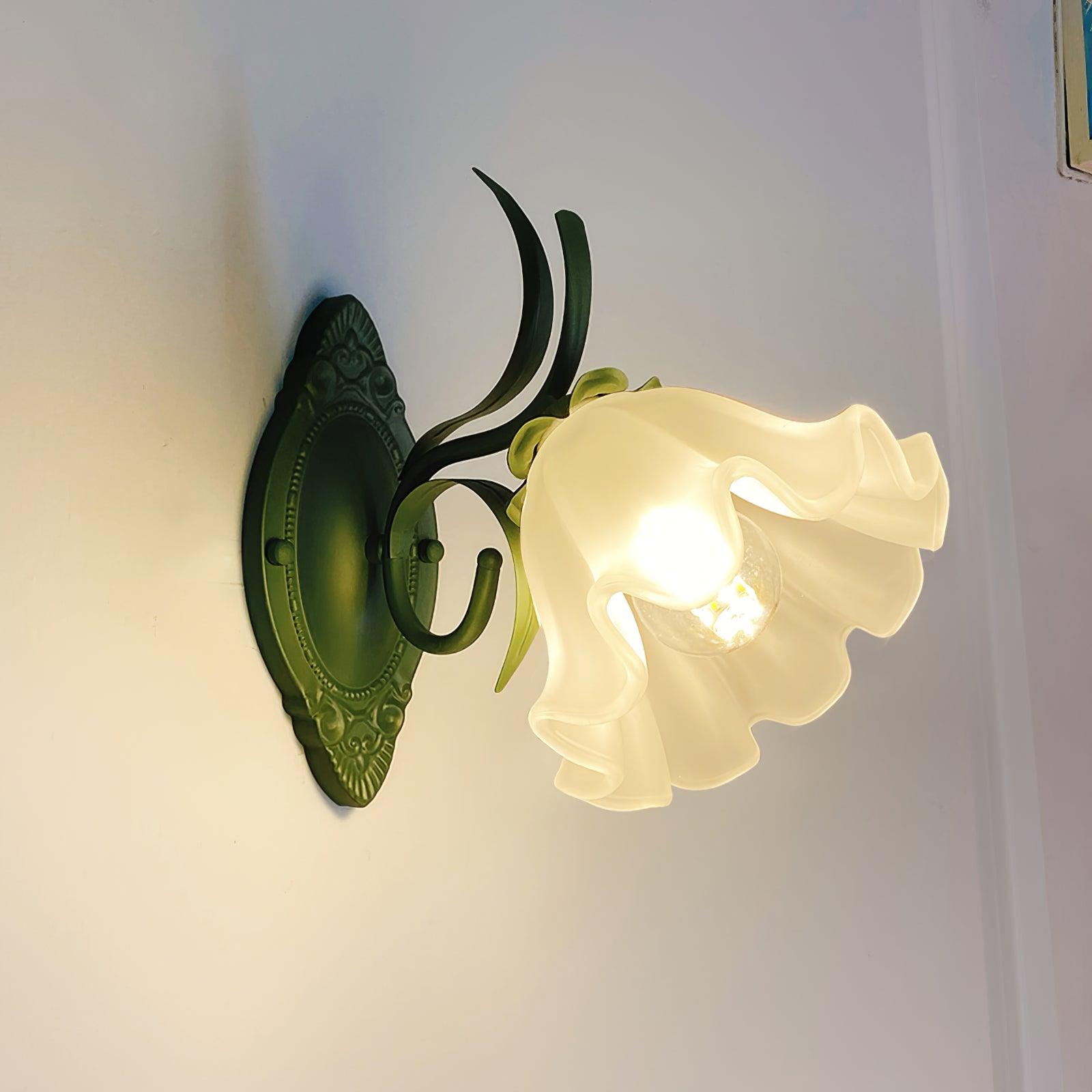 Wall Lamp Vintage Floral Glass Shade for Bedroom and Living Room - Letslighting