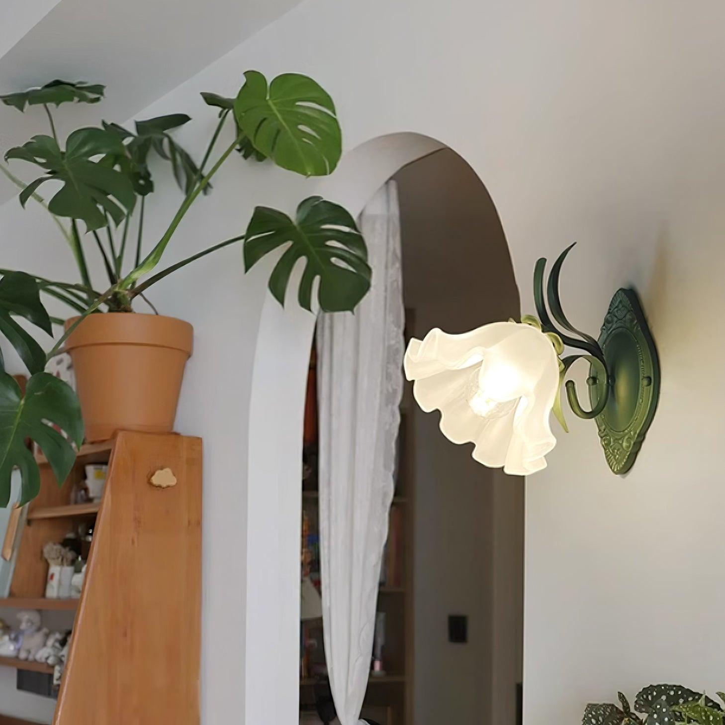 Wall Lamp Vintage Floral Glass Shade for Bedroom and Living Room - Letslighting