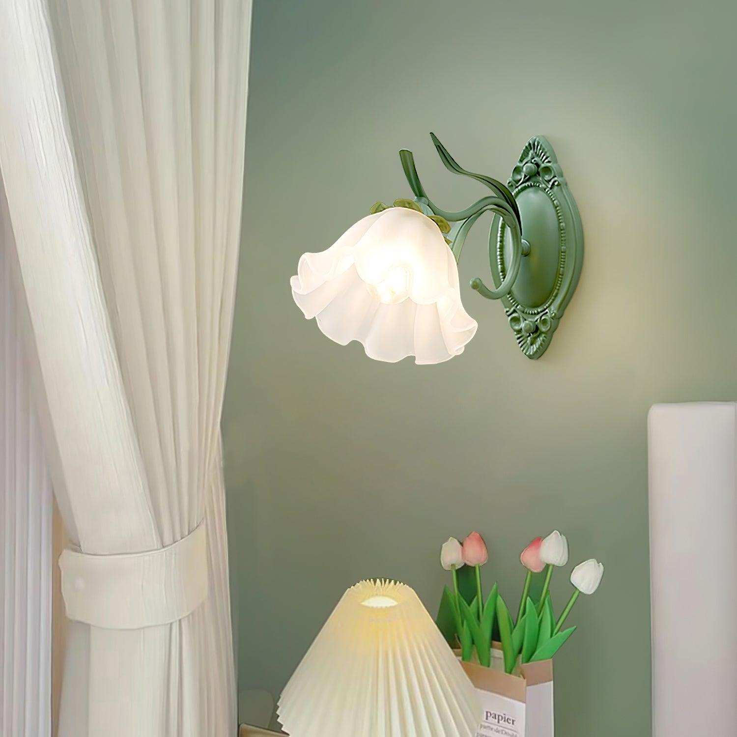 Wall Lamp Vintage Floral Glass Shade for Bedroom and Living Room - Letslighting