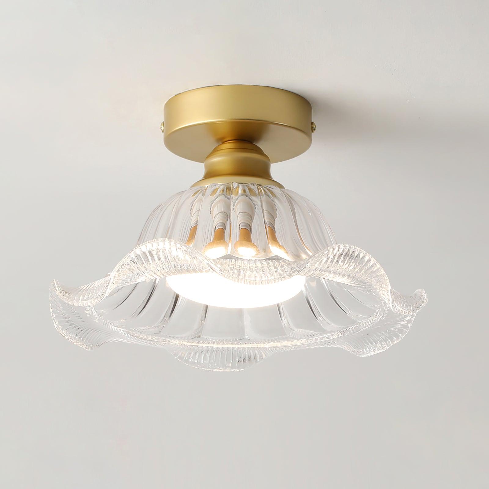 Rosa Ceiling Lamp Glass Ruffled Shade Modern Bedroom - Letslighting