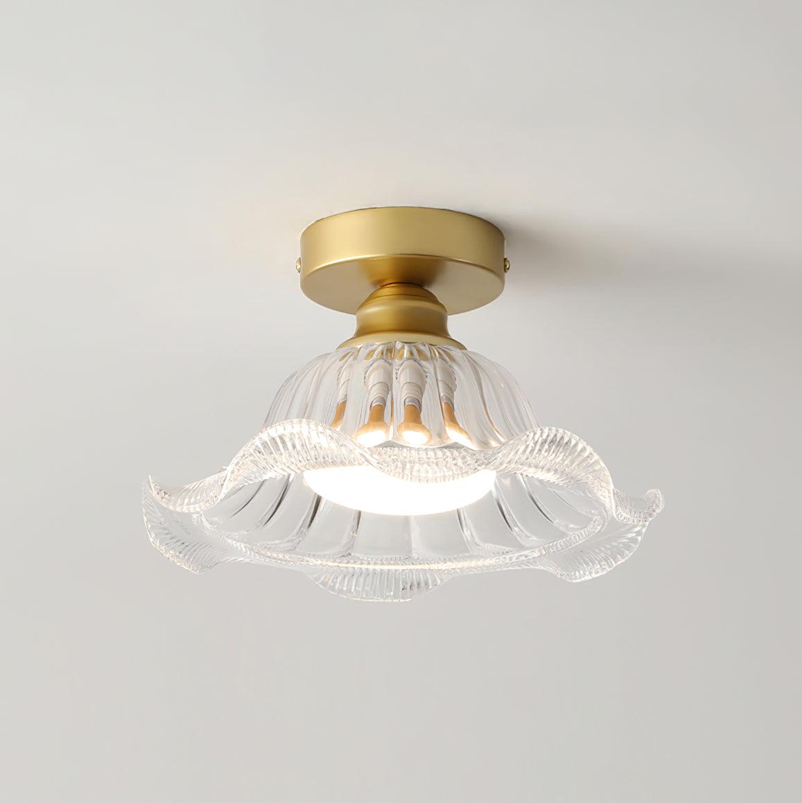 Rosa Glass Ceiling Lamp Brass Trim Elegant - Letslighting