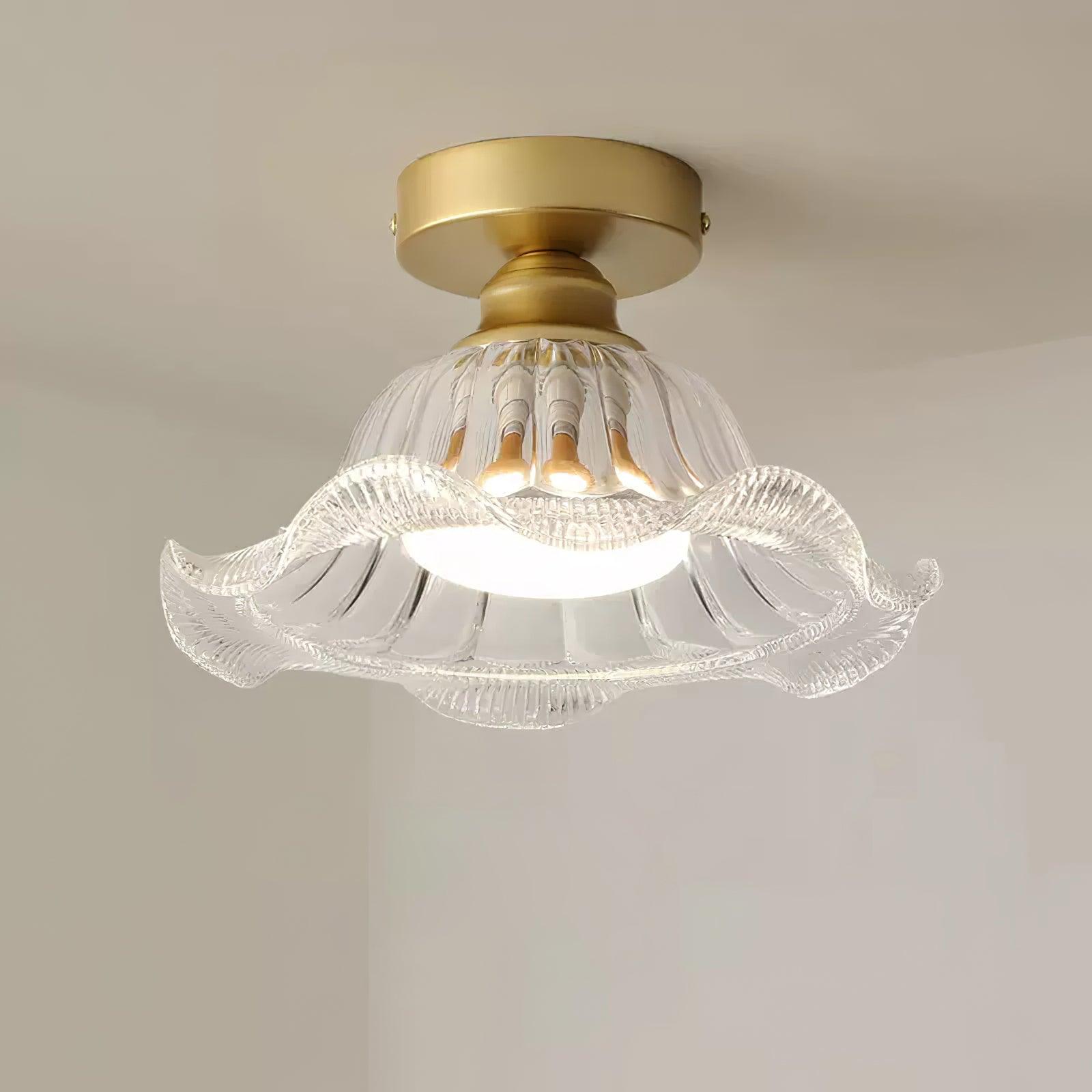 Rosa Glass Ceiling Lamp Brass Trim Elegant - Letslighting