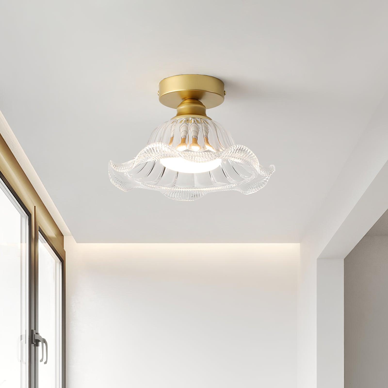 Rosa Ceiling Lamp Glass Ruffled Shade Modern Bedroom - Letslighting