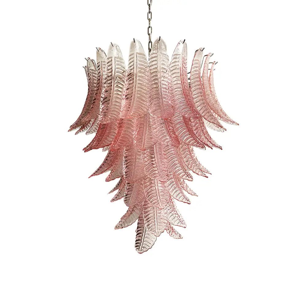 Aurora Chandelier Pink Murano Glass Leaves Cascading Romantic - Letslighting