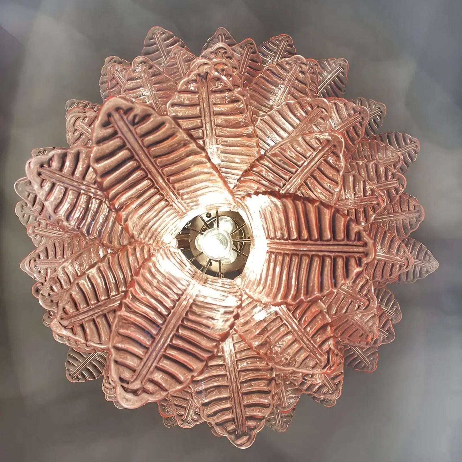 Aurora Chandelier Pink Murano Glass Leaves Cascading Romantic - Letslighting