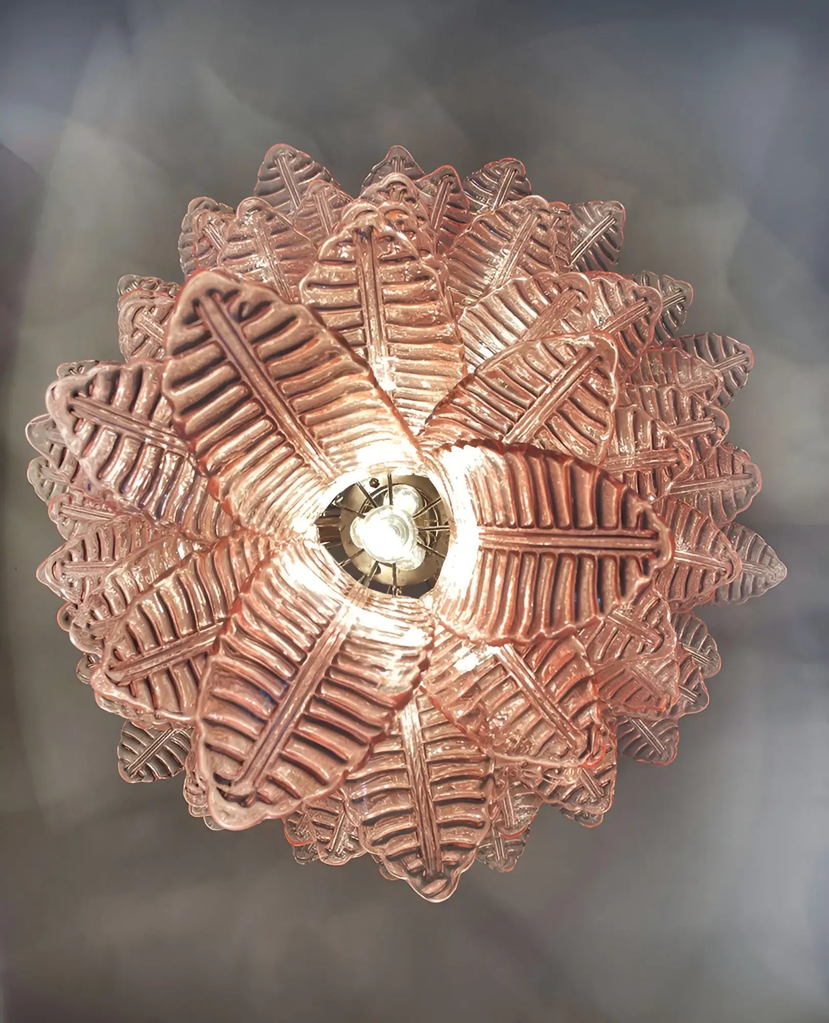 Aurora Chandelier Pink Murano Glass Leaves Cascading Romantic - Letslighting