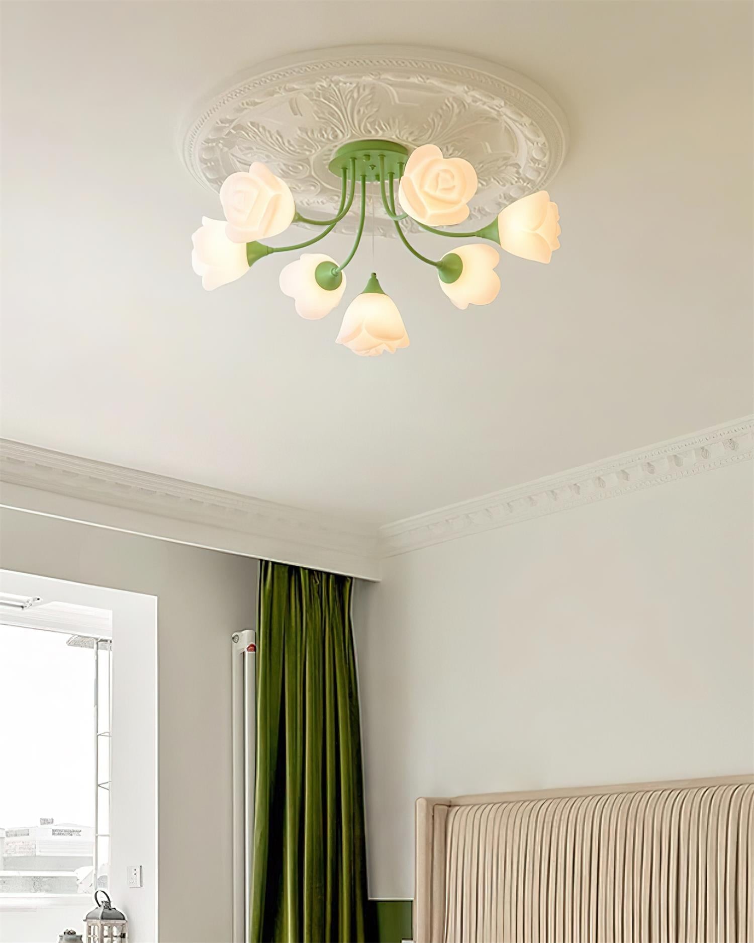 Rose Ceiling Light Sculpted Petals Soft Glow - Letslighting