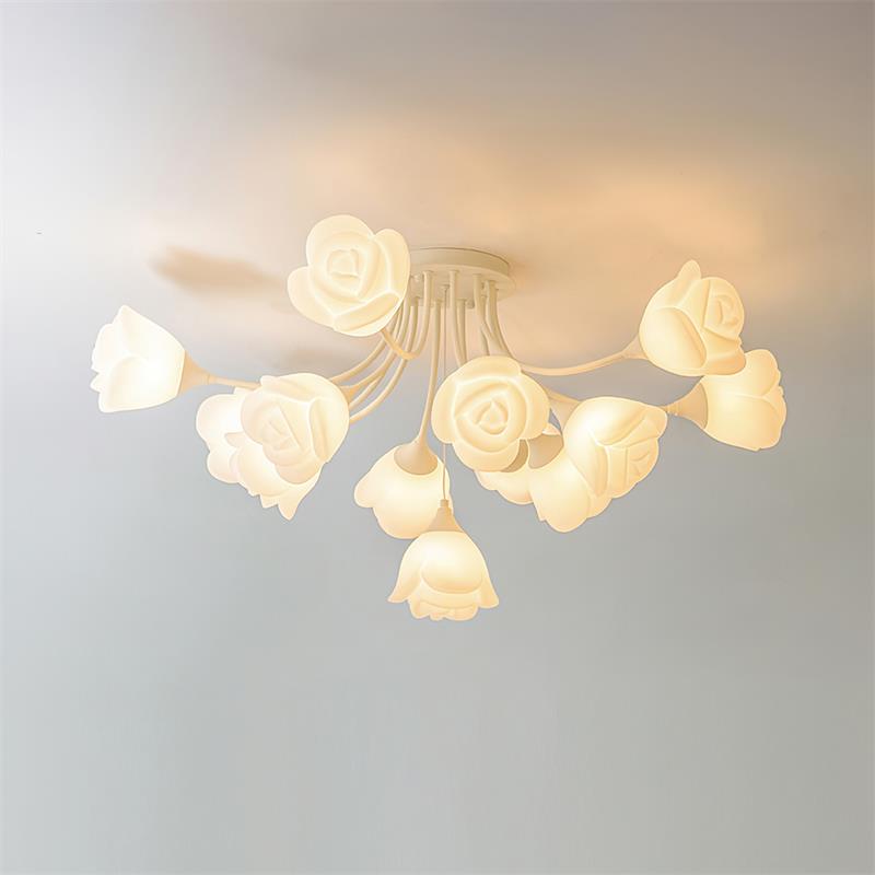 Rose Ceiling Light Sculpted Petals Soft Glow - Letslighting