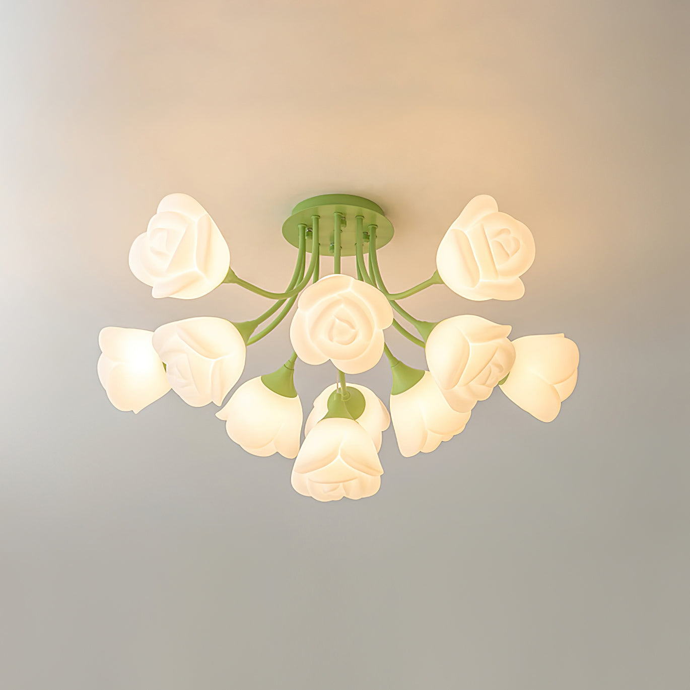 Rose Ceiling Light Sculpted Petals Soft Glow - Letslighting