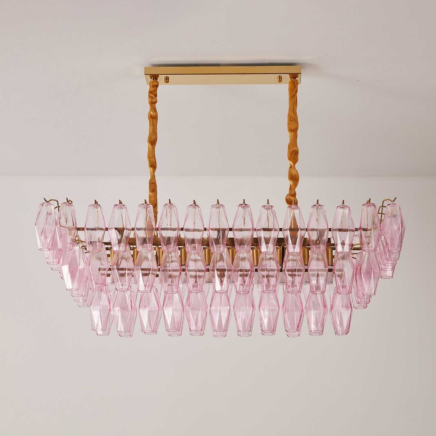 Aurora Chandelier Rose Prism Glass Rectangular Layered - Letslighting