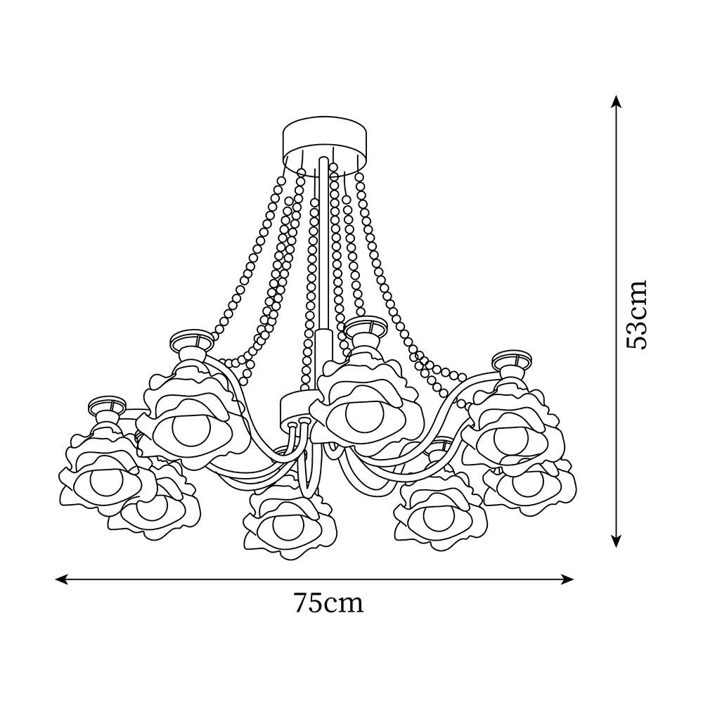Landi Chandelier Rose Glass Petal Draped - Letslighting