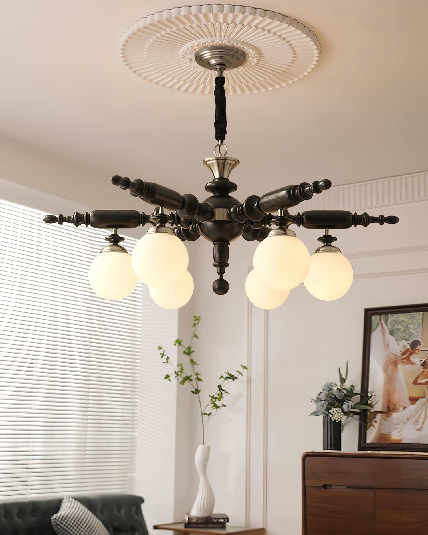 Olvenir Rustic Wood Glass Chandelier - Blowlighting