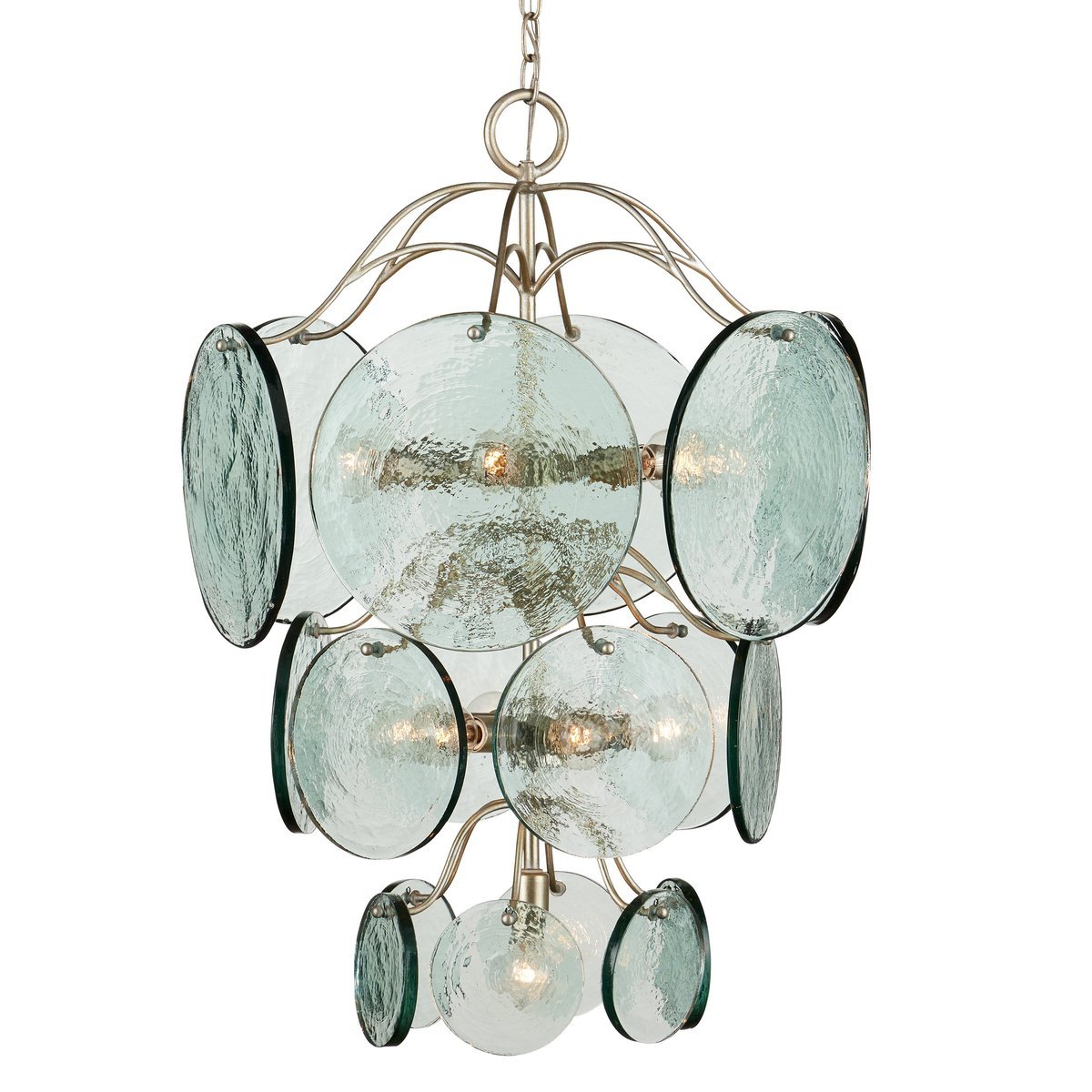 Aurora Chandelier Rovigo Recycled Glass Disc Modern Flowing - Letslighting