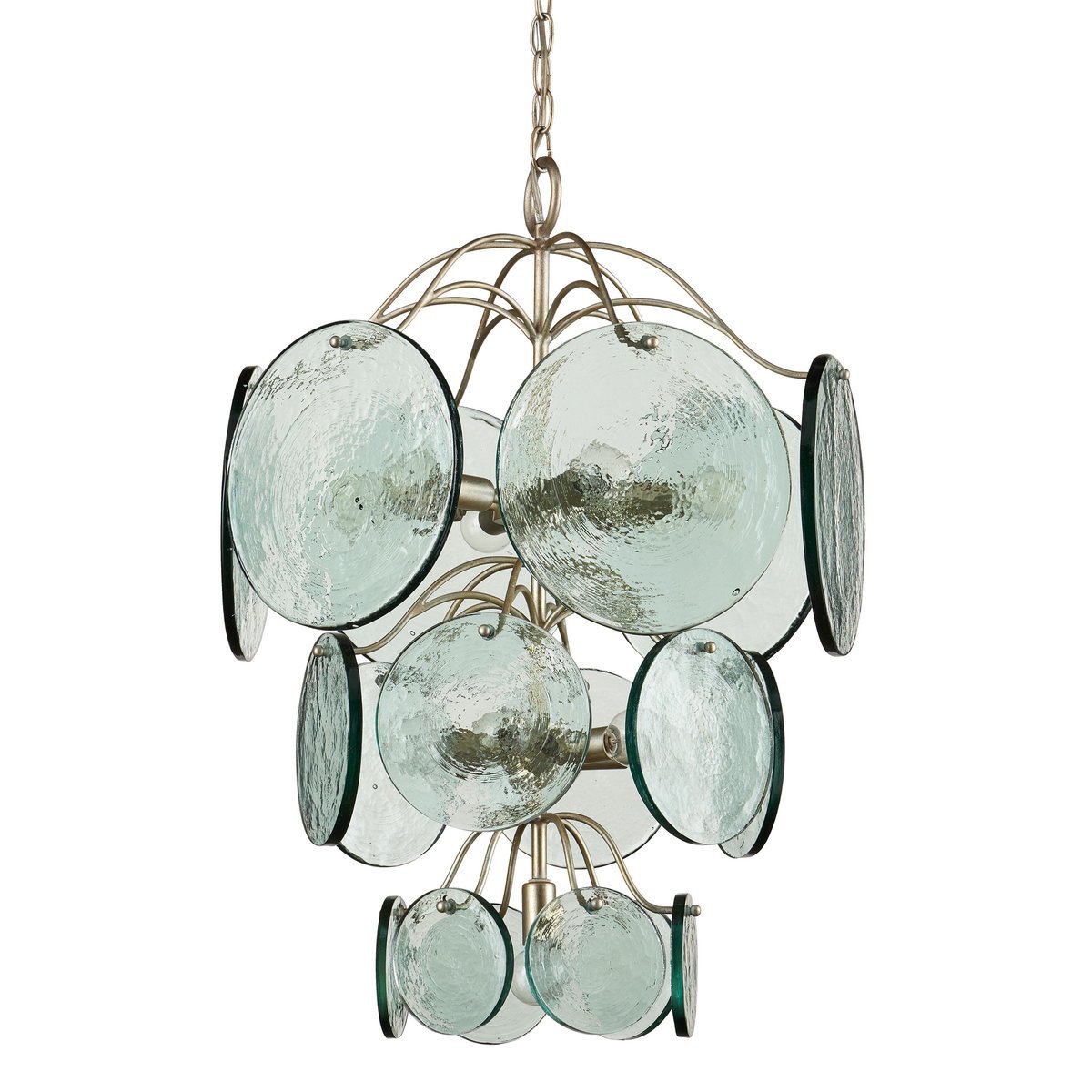 Aurora Chandelier Rovigo Recycled Glass Disc Modern Flowing - Letslighting