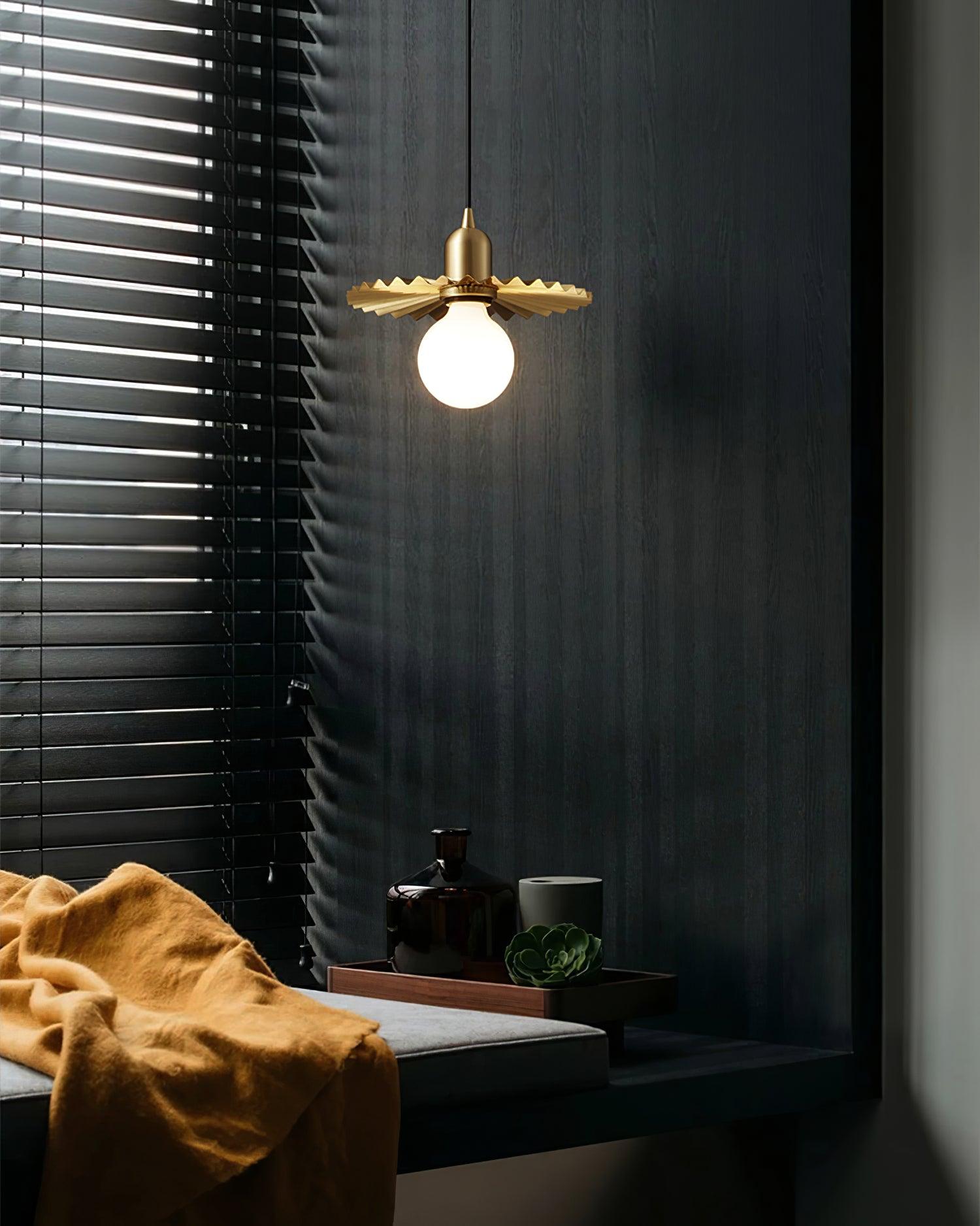 Rozeta Pendant Light Brass Pleated Modern - Letslighting