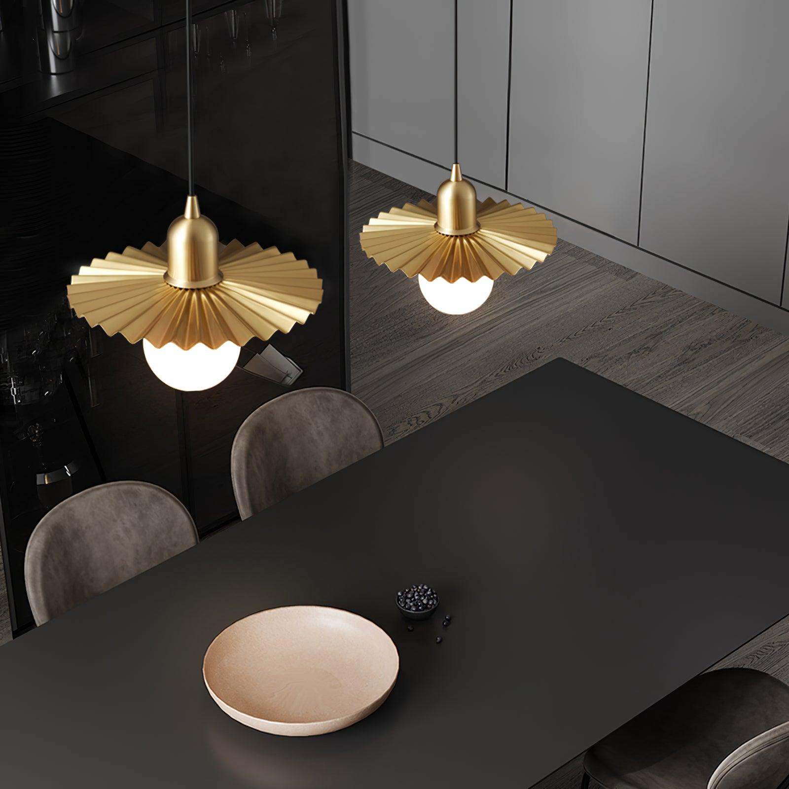 Rozeta Pendant Light Brass Pleated Modern - Letslighting