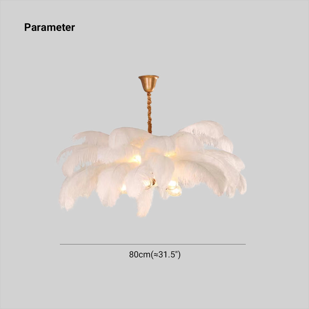 O'Moore Suspension Fleur Moderne, Cuivre/Plume, 8 Couleur, Salon