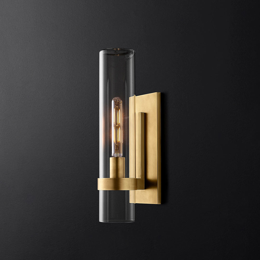 Arisha Applique Murale Moderne en Verre Cylindrique, Noir/Doré/Ardenté