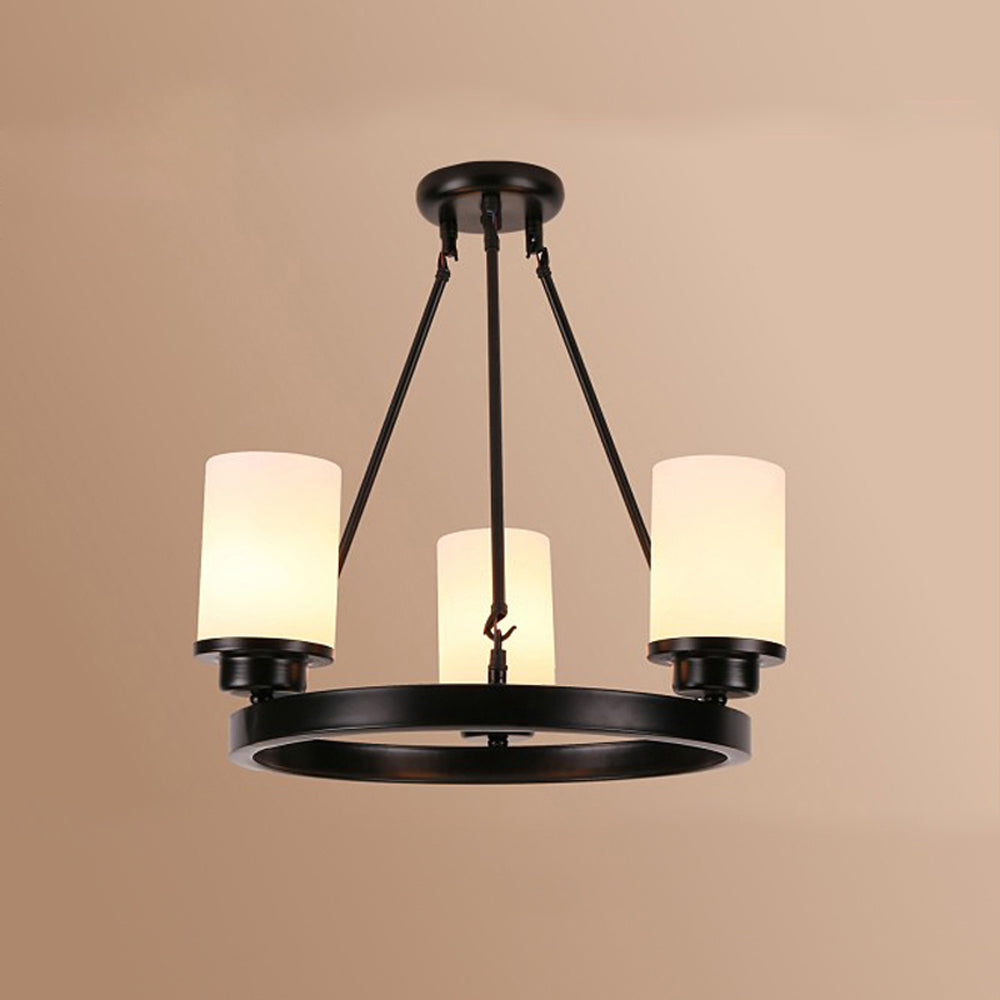 Silva Suspension Bague Rétro, Métal/Verre, Blanc/Noir, Salle à Manger/Salle de Séjour