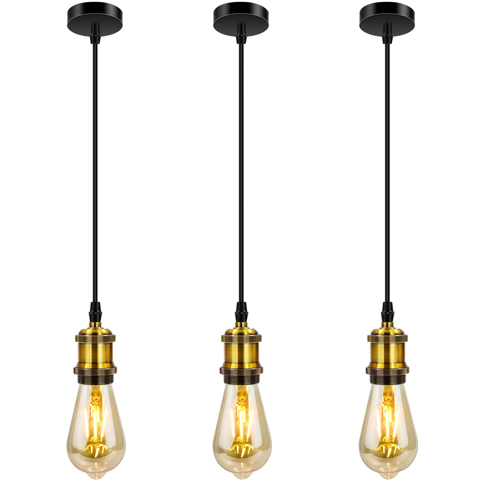 Silva Rétro LED Suspension Noir/Or Métal Verre Chambre À Coucher