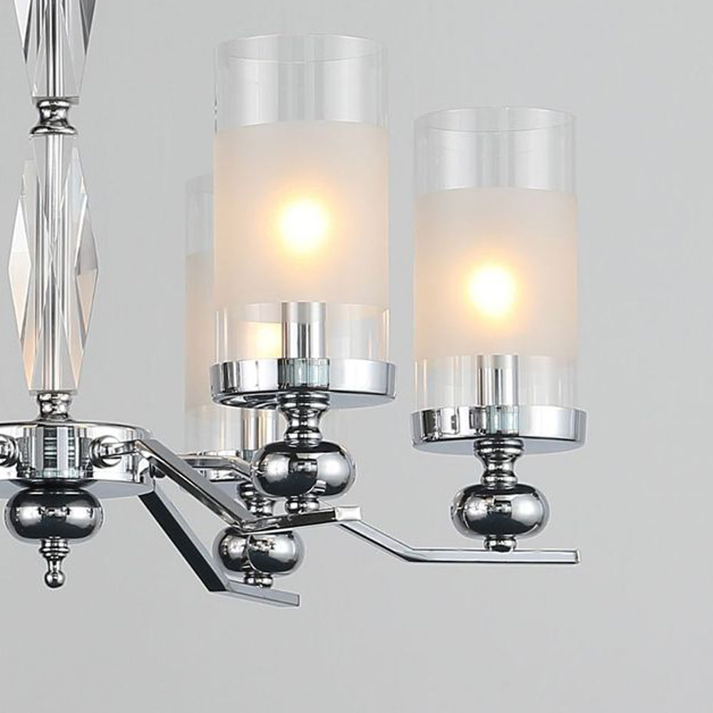 Silva Suspension Cylindre Moderne, Métal/Verre, Chromé, Salon/Salle à Manger