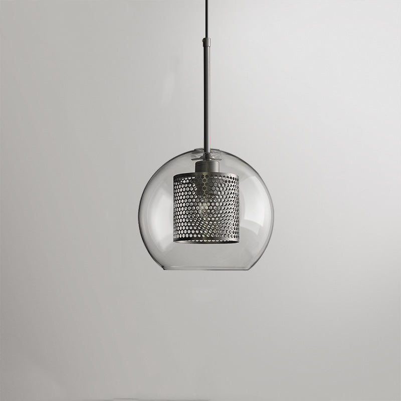 Kristy Suspension Globe/Cylindre Moderne, Métal/Verre, Doré/Argent, Salon