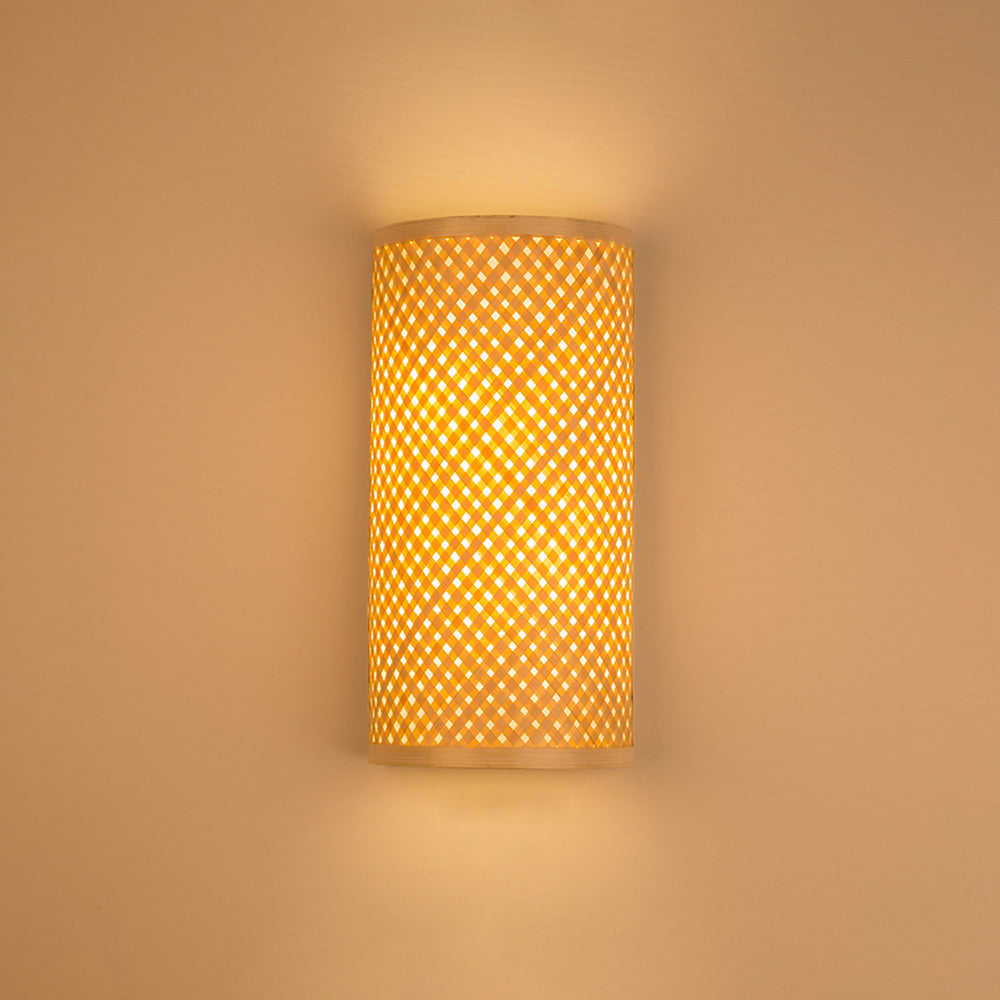Muto LED Applique Murale Rotin Bambou Naturelle, Rotin/Acrylique, Chambre à Coucher