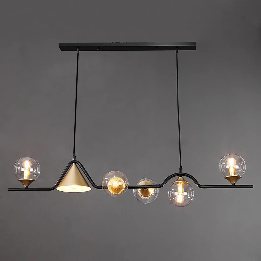 Ray Moderne LED Suspension Noir/Or Verre Salon/Chambre à Coucher