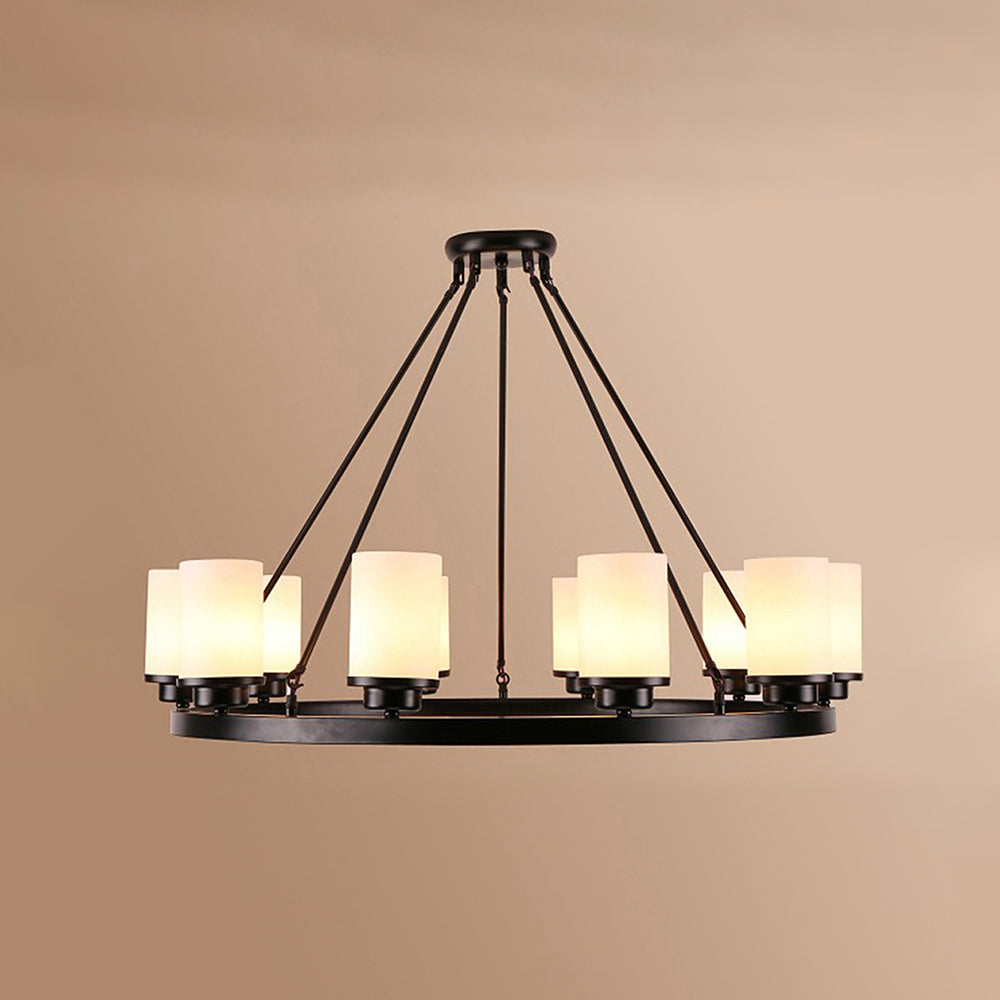 Silva Suspension Bague Rétro, Métal/Verre, Blanc/Noir, Salle à Manger/Salle de Séjour