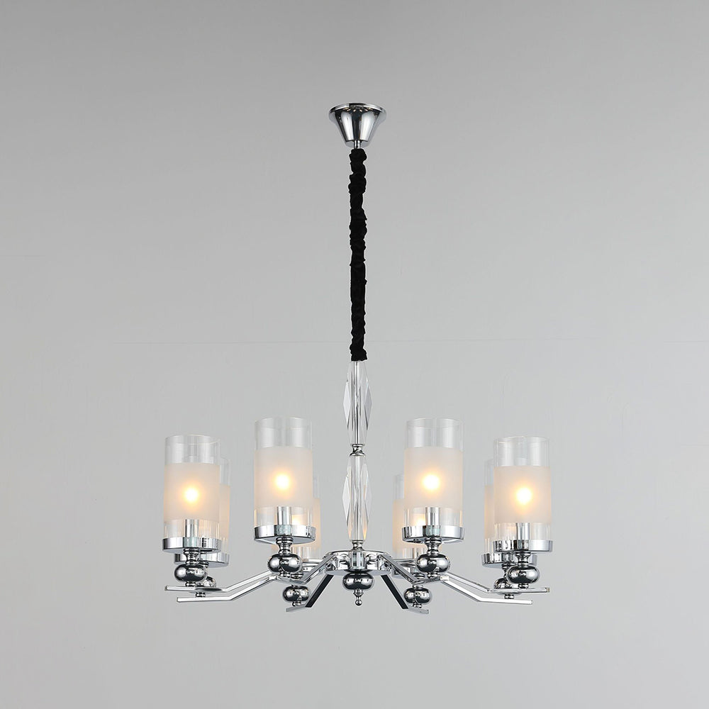 Silva Suspension Cylindre Moderne, Métal/Verre, Chromé, Salon/Salle à Manger