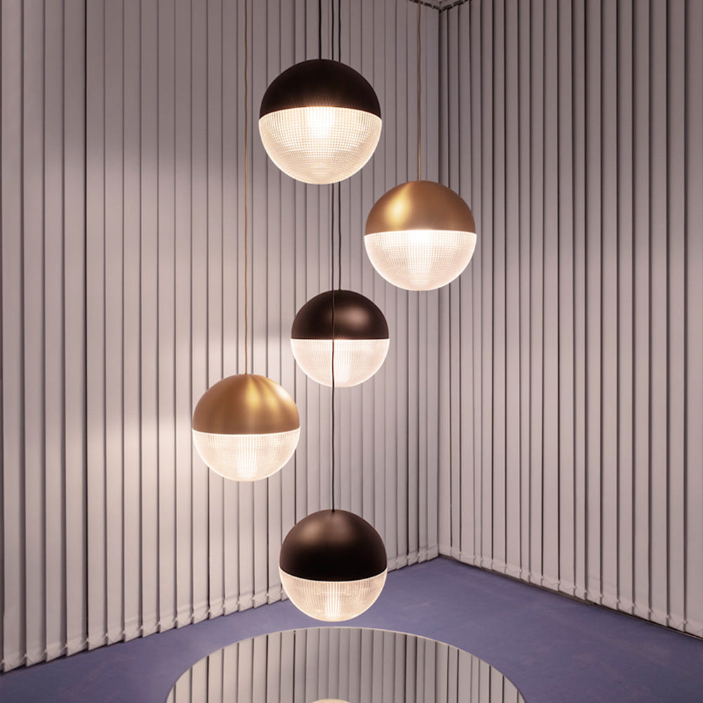 Valentina Suspenison Boule Contemporaine, Métal/Verre, Noir/Or, Bar/Salon/Chambre