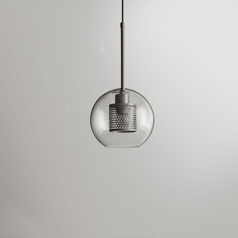 Kristy Suspension Globe/Cylindre Moderne, Métal/Verre, Doré/Argent, Salon