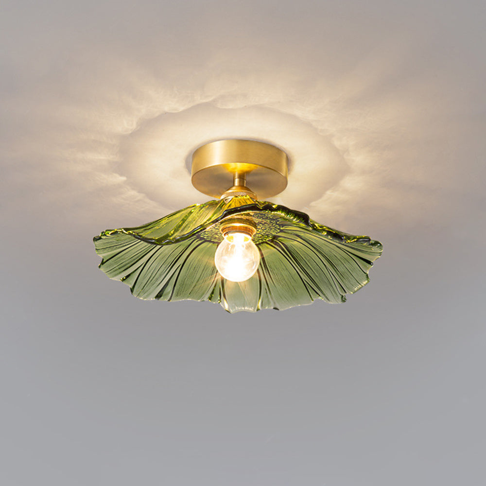 Arisha Suspension Dôme Vintage, Cuivre/Verre, Transparent/Vert, Chambre à Coucher/Salon