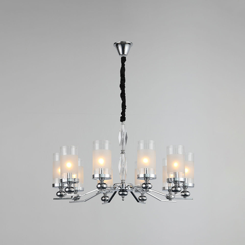Silva Suspension Cylindre Moderne, Métal/Verre, Chromé, Salon/Salle à Manger