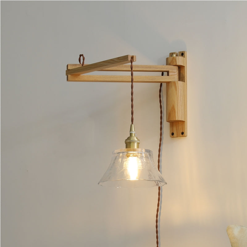 Muto Applique Murale Dôme Vintage, Céramique/Bois, Noyer/Bois/Transparent, Salon
