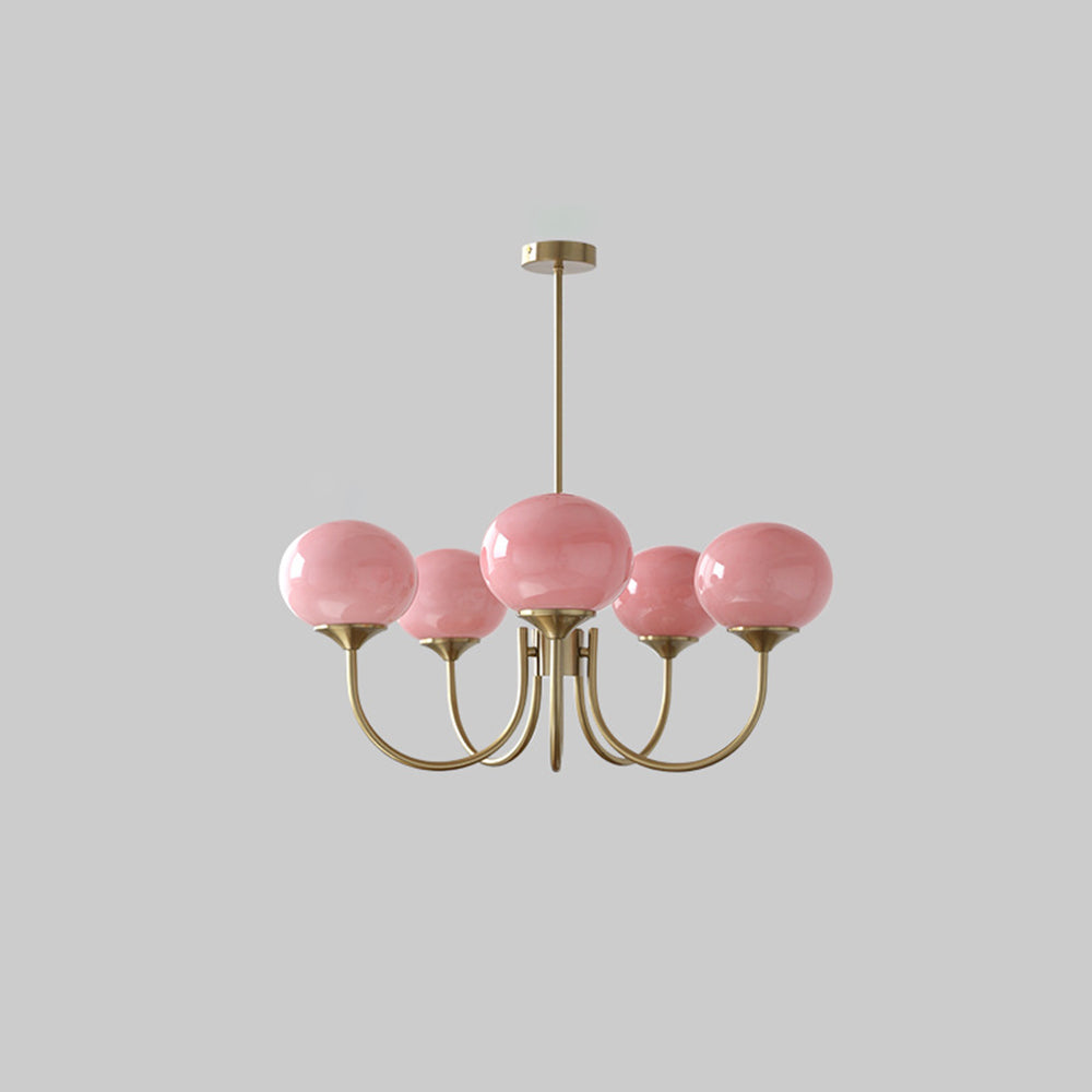 Valentina Lustre Boule Classique, Métal/Verre, Blanc/Rose/Beige, Bureau/Salon