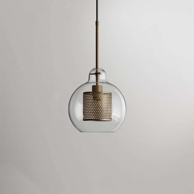 Kristy Suspension Globe/Cylindre Moderne, Métal/Verre, Doré/Argent, Salon
